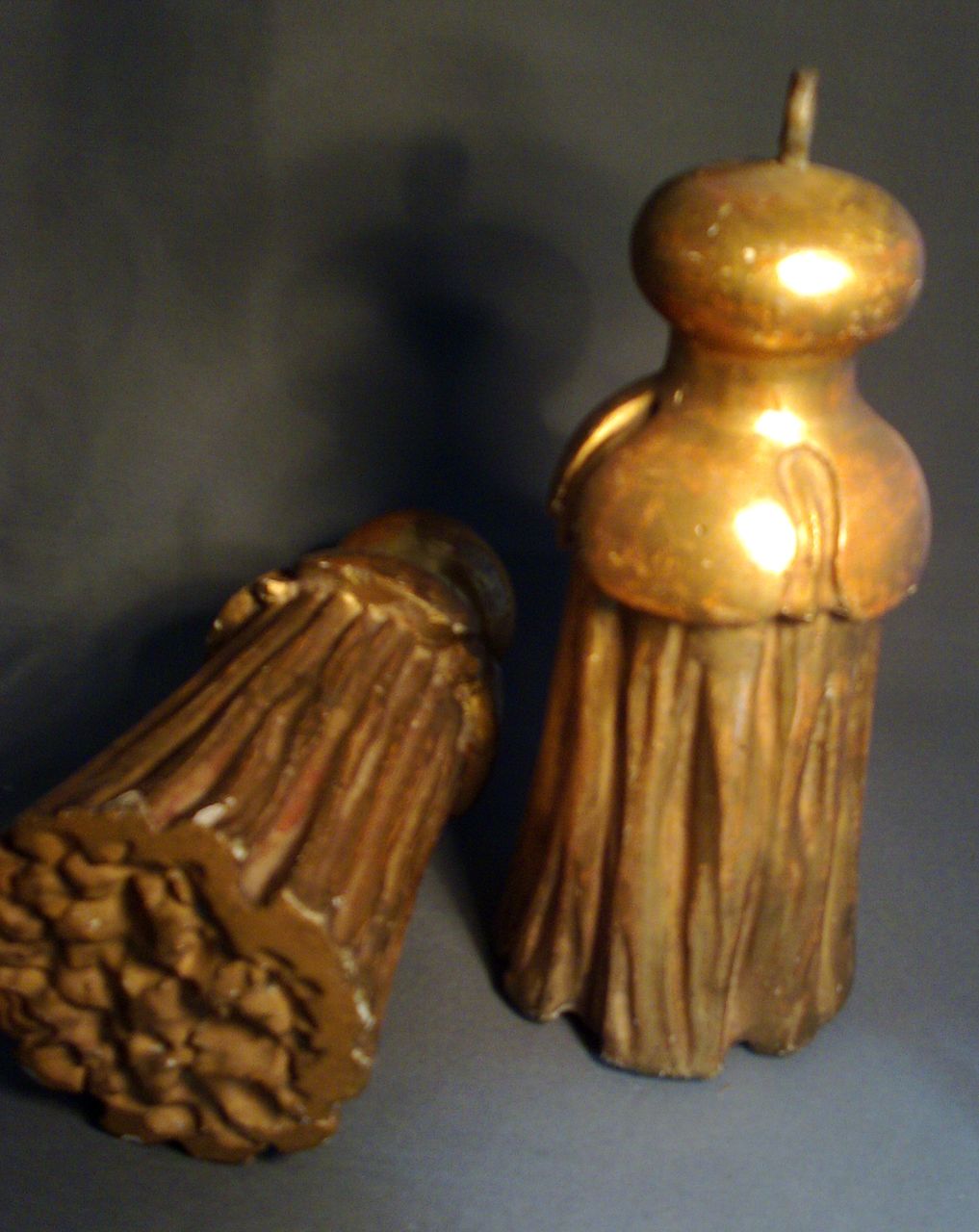 Pair of 19th c. Napoleon III Carved & Gilt Wood Drapery Tassels Pair of 19th c. Napoleon III Carved & Gilt Wood Drapery Tassels