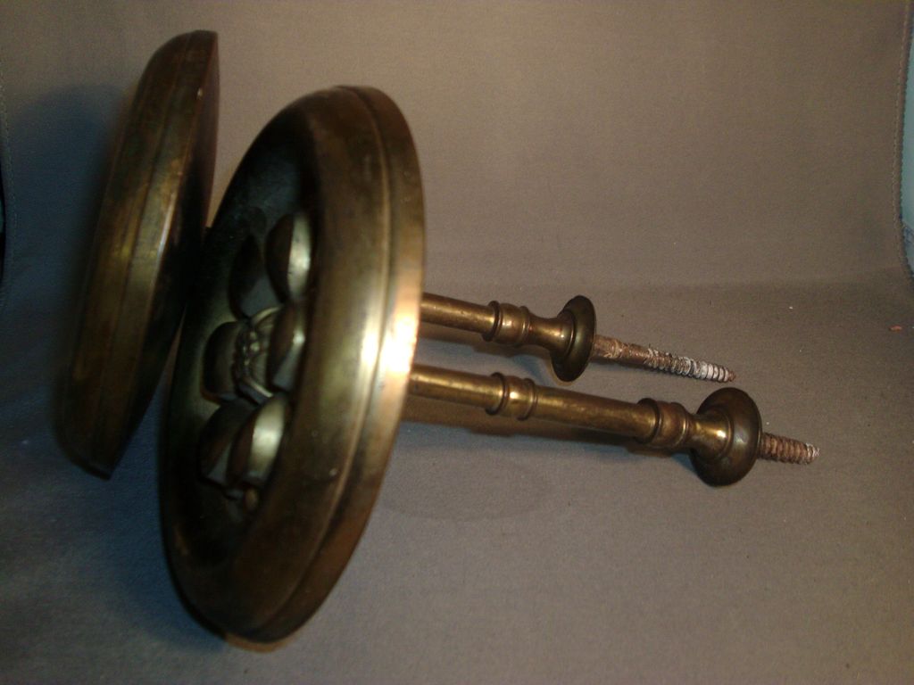 Set of 2 Giant 19th c. Federal Gilt Spun Brass Tie Backs Set of 2 Giant 19th c. Federal Gilt Spun Brass Tie Backs