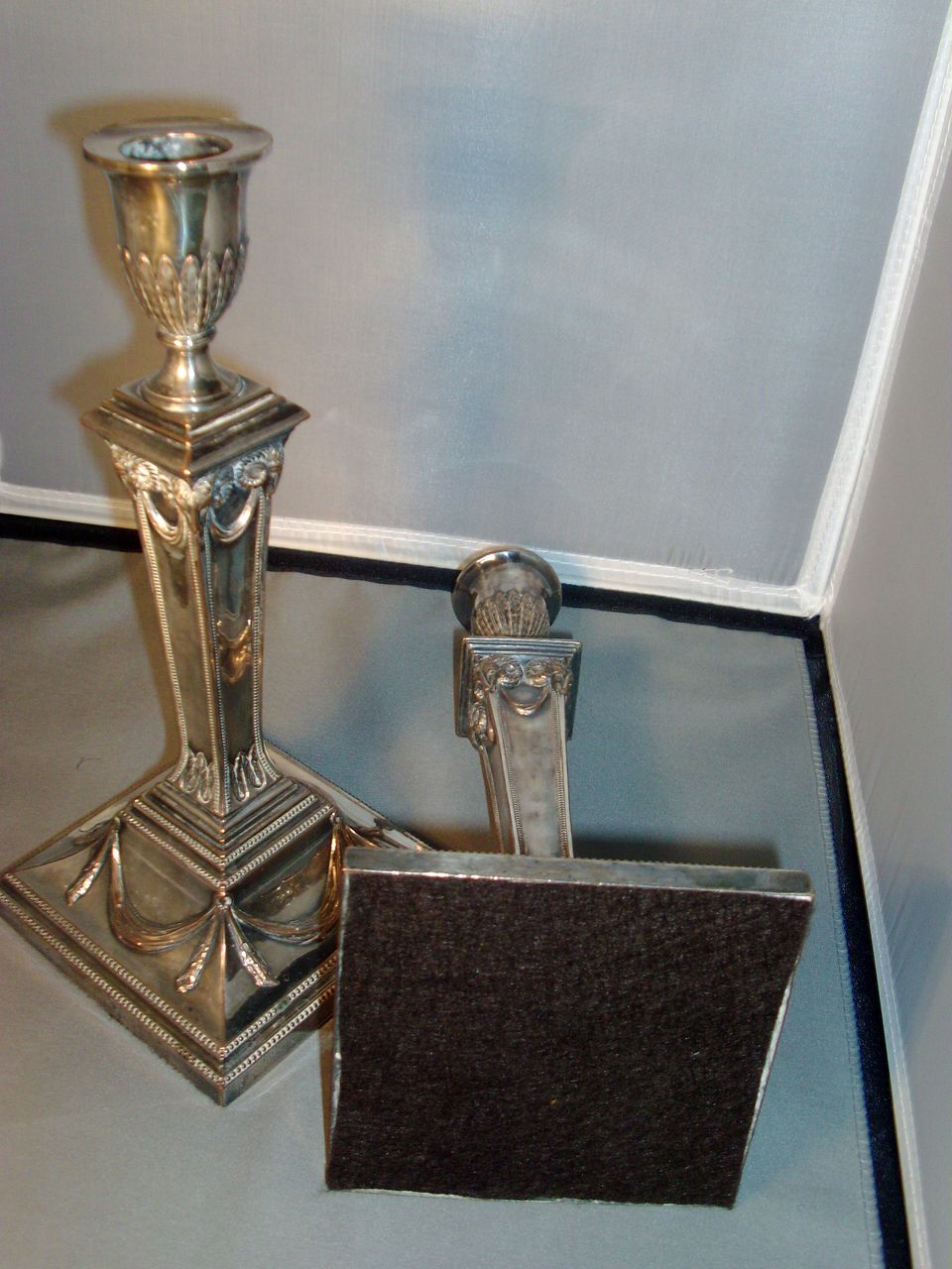 Good Pair 18th century Old Sheffield Silver on Copper Candlesticks 1790 Good Pair 18th century Old Sheffield Silver on Copper Candlesticks 1790