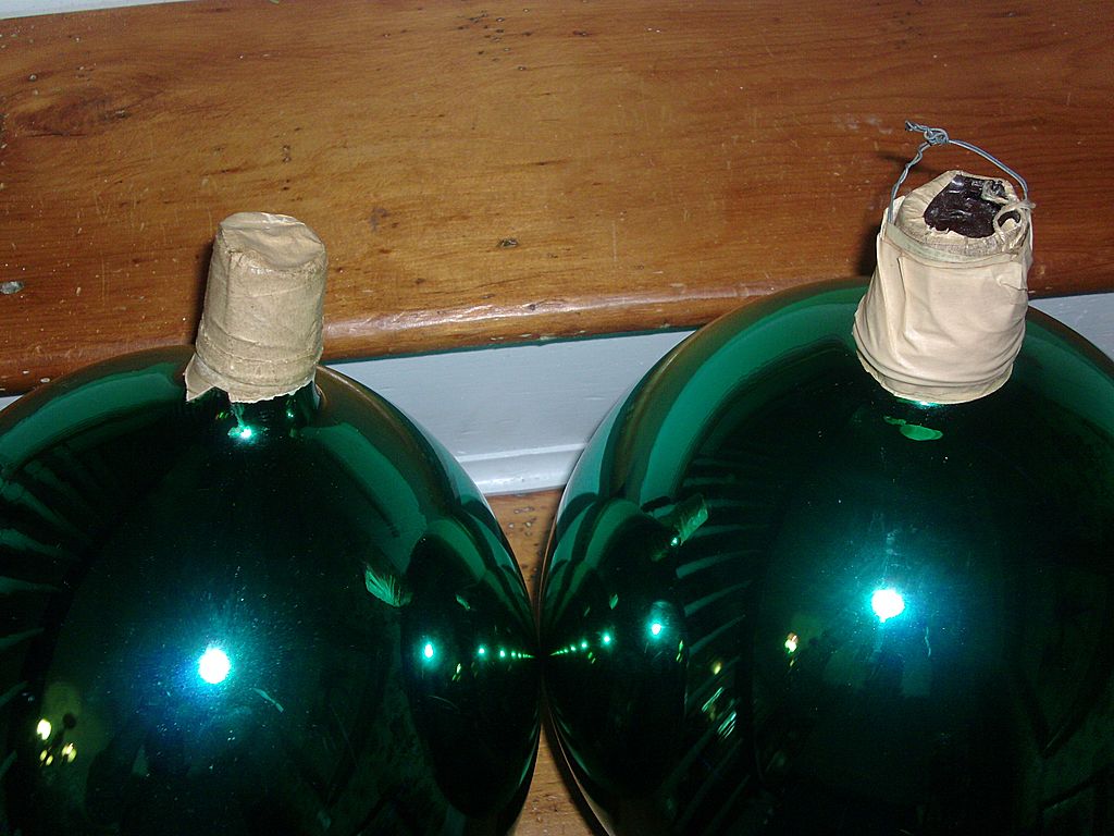 Pair Antique Mercury Glass Garden Gazing Sphere or Witch's Ball Pair Antique Mercury Glass Garden Gazing Sphere or Witch's Ball