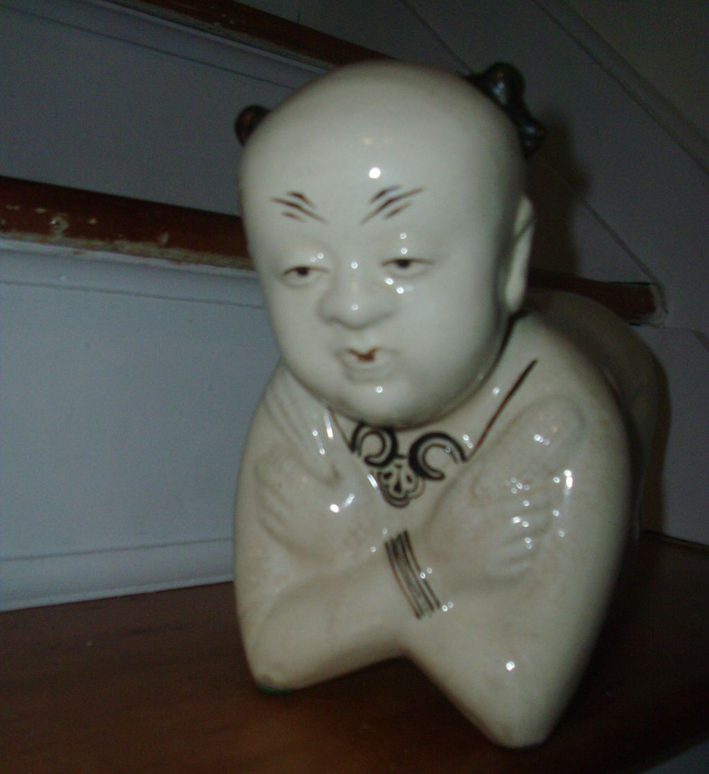Large Antique 19th century Chinese Pottery Pillow of a Kneeling Boy Large Antique 19th century Chinese Pottery Pillow of a Kneeling Boy