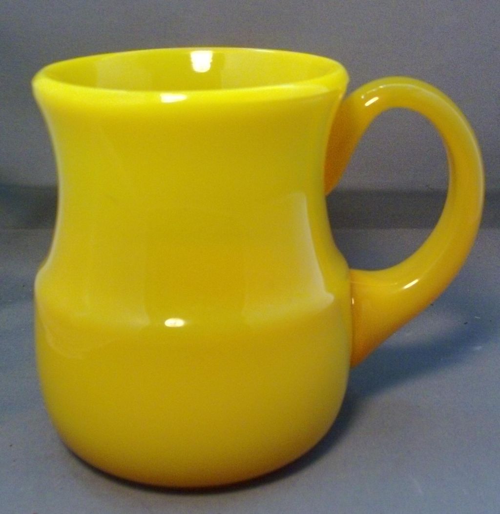Antique 19th century Chinese Canary Yellow or Egg Yolk Peking Glass Mug Antique 19th century Chinese Canary Yellow or Egg Yolk Peking Glass Mug
