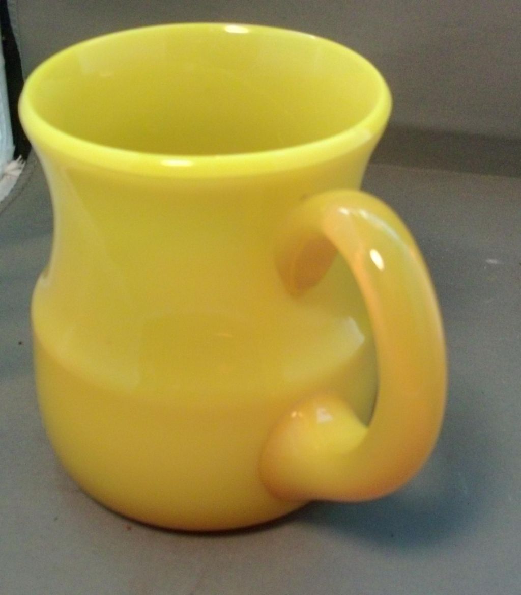 Antique 19th century Chinese Canary Yellow or Egg Yolk Peking Glass Mug Antique 19th century Chinese Canary Yellow or Egg Yolk Peking Glass Mug
