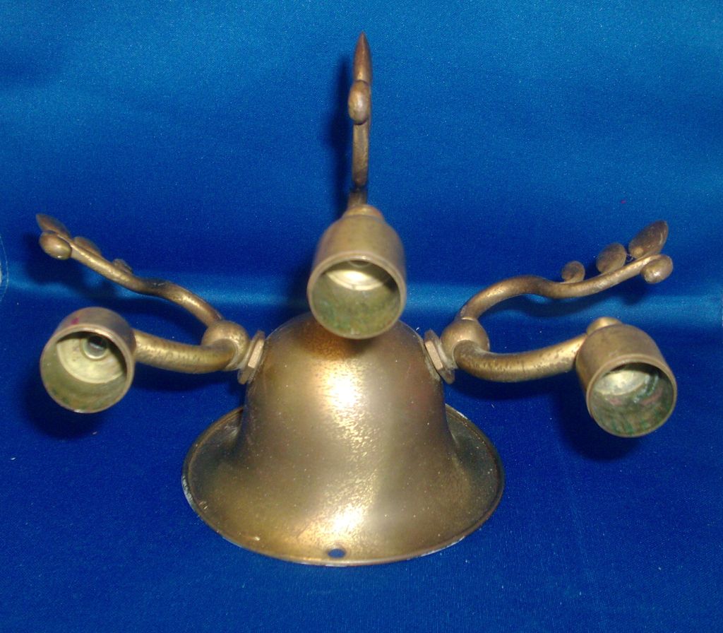 Fine Art Deco Brass Three Light Wall Sconce 1920's France Fine Art Deco Brass Three Light Wall Sconce 1920's France