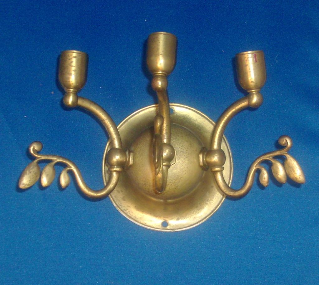 Fine Art Deco Brass Three Light Wall Sconce 1920's France Fine Art Deco Brass Three Light Wall Sconce 1920's France