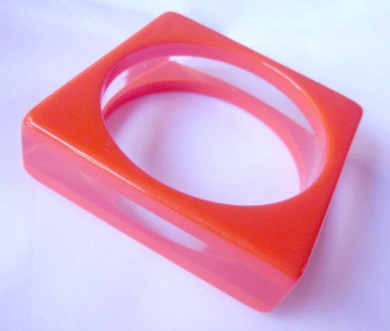 Lucite Bangle Bracelet , Orange Lucite Bangle Bracelet , Orange