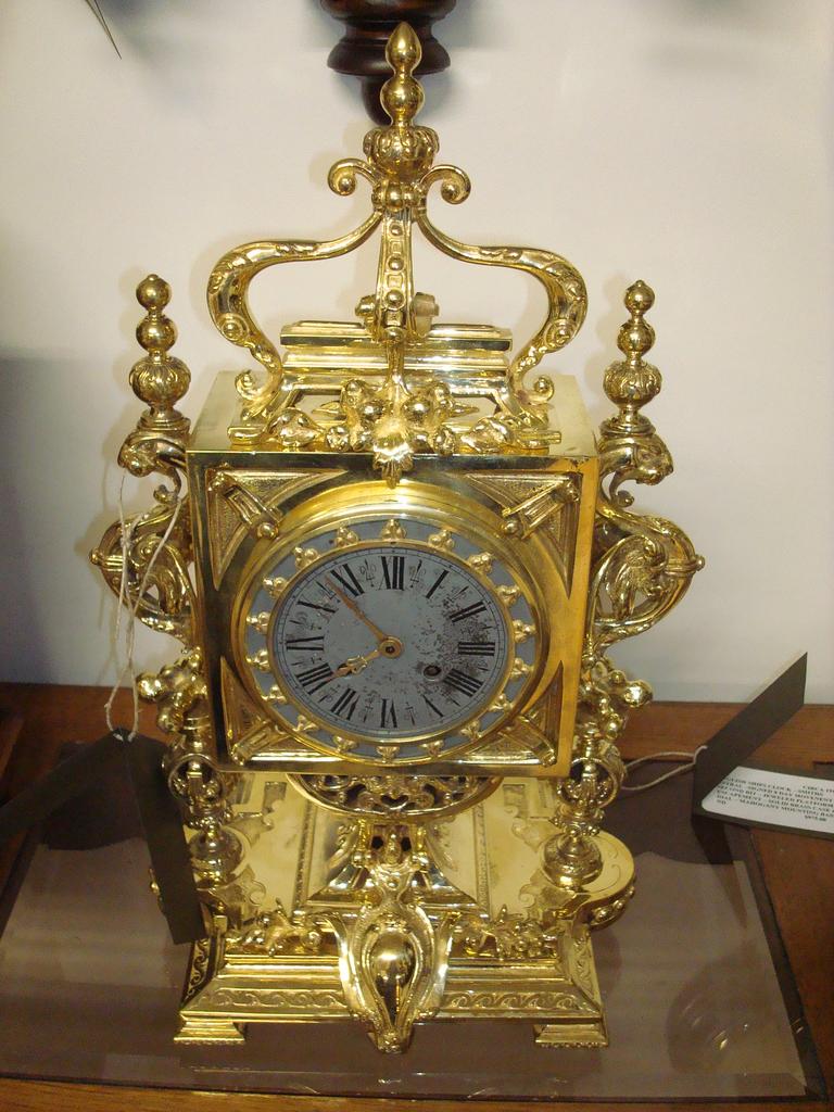 Antique French Table Clock Dark Class