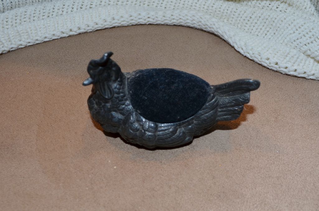 Victorian Metal Figural Chicken Pincushion Victorian Metal Figural Chicken Pincushion
