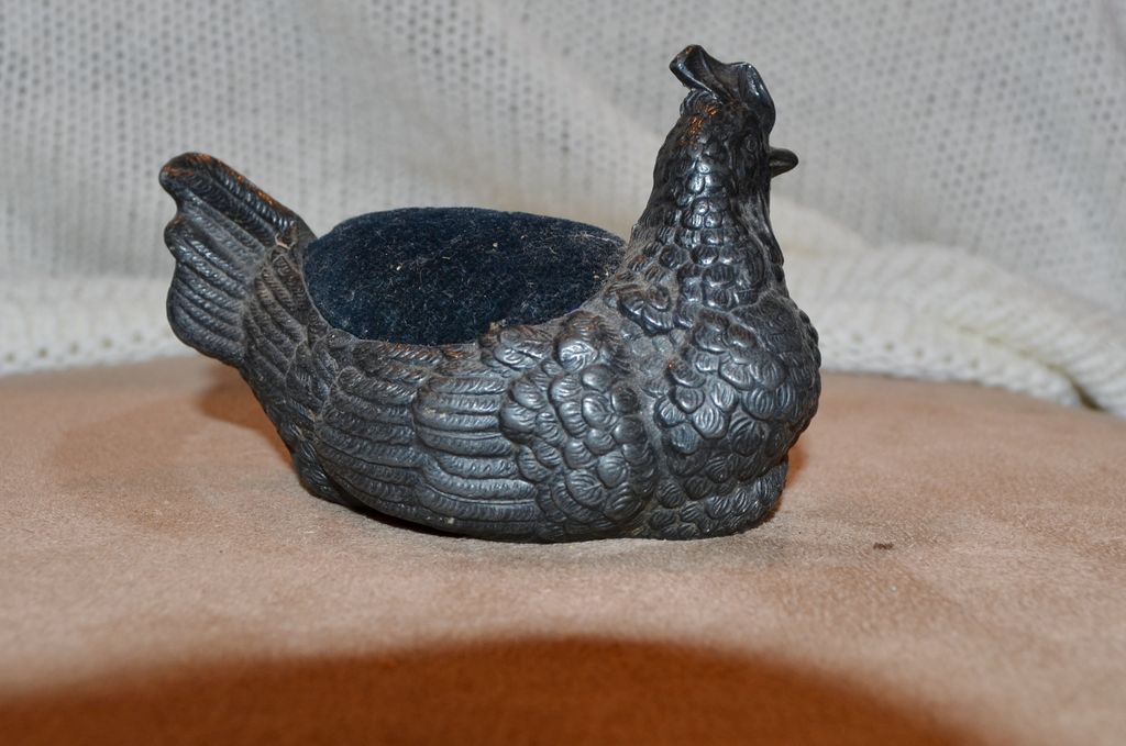 Victorian Metal Figural Chicken Pincushion Victorian Metal Figural Chicken Pincushion