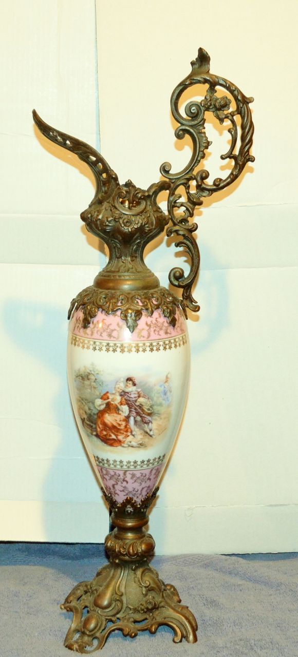 Victorian Porcelain Metal Ewer Stahl Victorian Porcelain Metal Ewer Stahl
