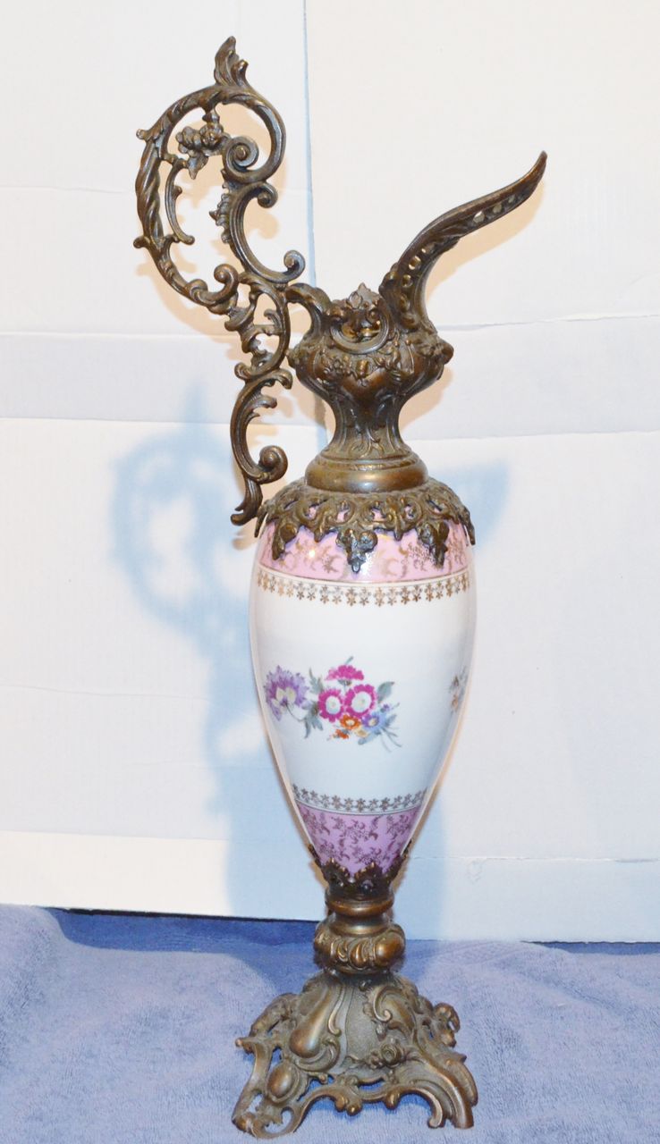 Victorian Porcelain Metal Ewer Stahl Victorian Porcelain Metal Ewer Stahl
