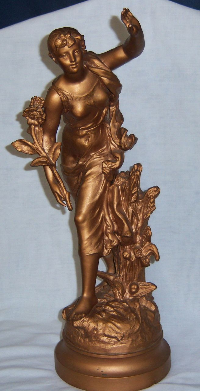 Art Nouveau Metal Statue Sculpture Young Girl Art Nouveau Metal Statue Sculpture Young Girl