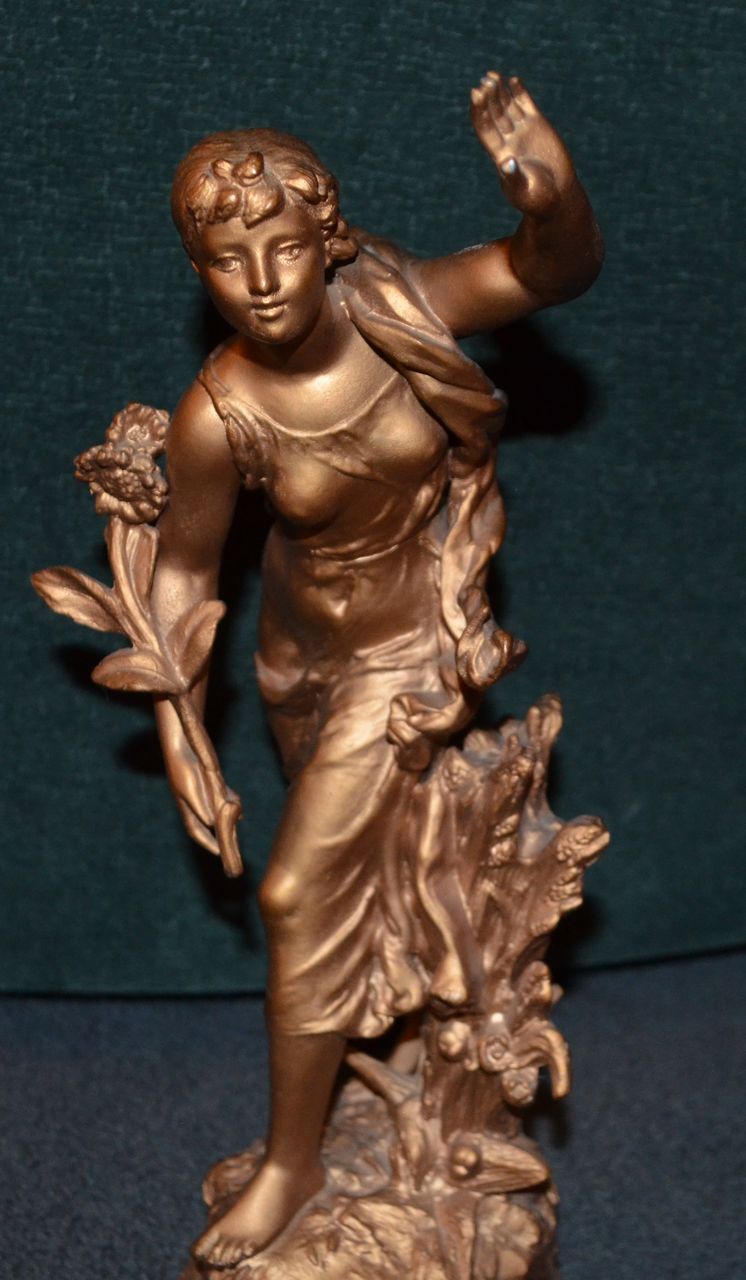 Art Nouveau Metal Statue Sculpture Young Girl Art Nouveau Metal Statue Sculpture Young Girl