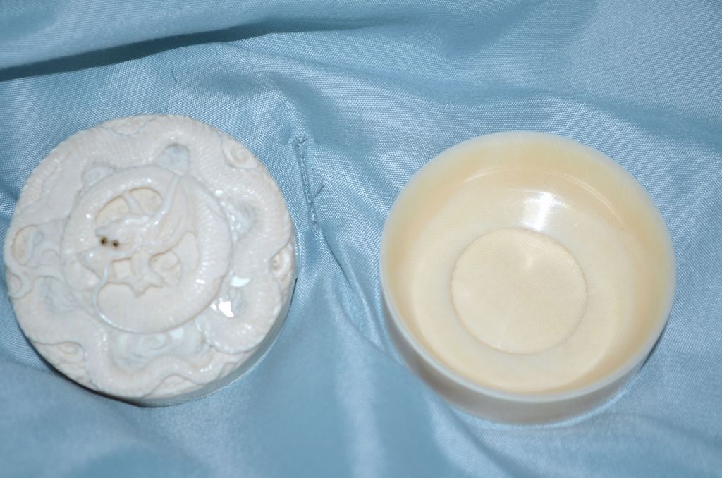 A Japanese Carved Ivory Circular Box A Japanese Carved Ivory Circular Box