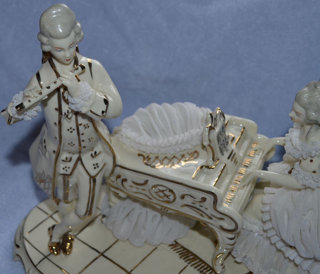 German Porcelain Piano Couple Dresden Art German Porcelain Piano Couple Dresden Art