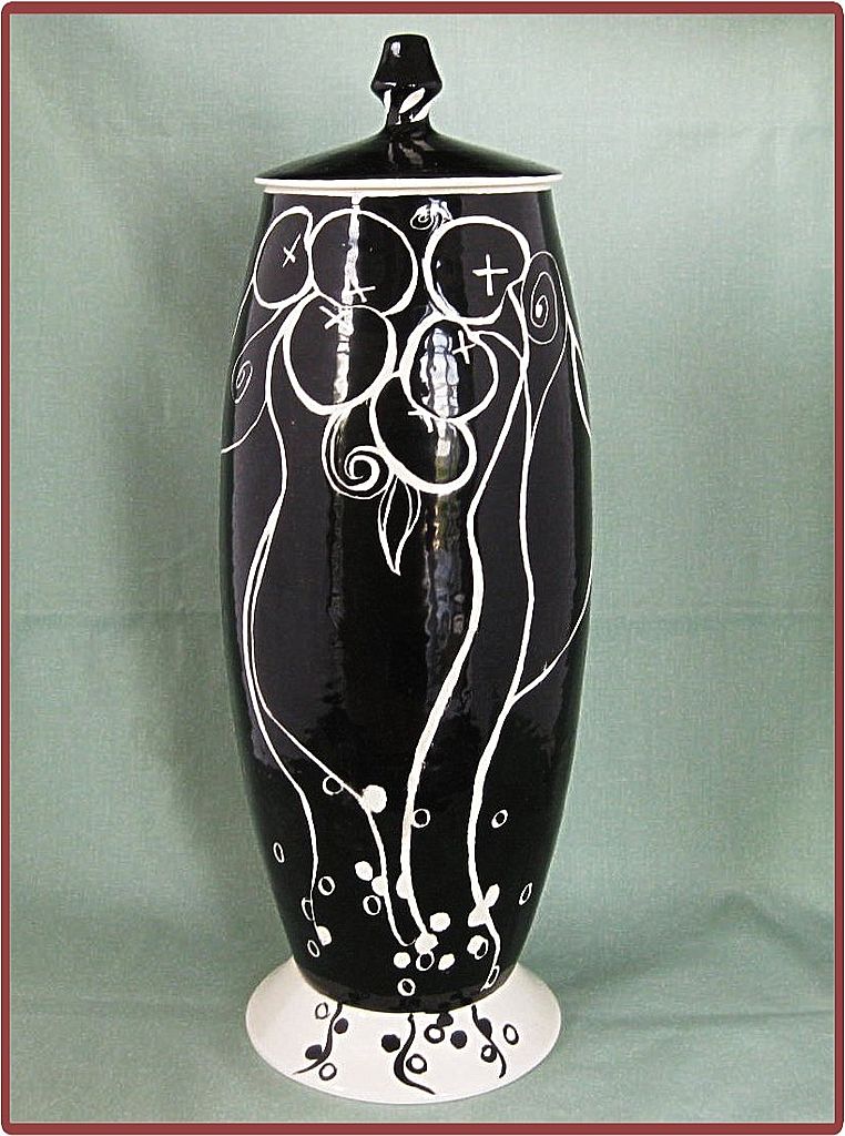 Helen Slater Art Pottery Large Covered Ceramic Jar Helen Slater Art Pottery Large Covered Ceramic Jar
