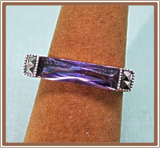 Sterling Silver Marcasite and Purple Stone Ring Sterling Silver Marcasite and Purple Stone Ring