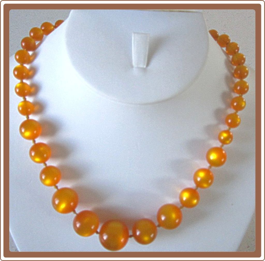 Orange Lucite Moonglow Bead Necklace Orange Lucite Moonglow Bead Necklace
