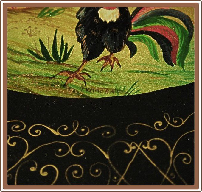 Russian Handpainted Lacquer Paper Mache Plate Wood Carvers Russian Handpainted Lacquer Paper Mache Plate Wood Carvers