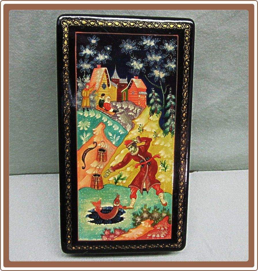 Russian Lacquer Box Mstera Ice Fisherman Russian Lacquer Box Mstera Ice Fisherman