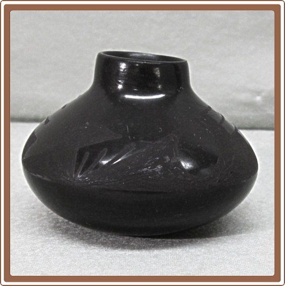 Small Black on Black Pottery Pot signed RPL Small Black on Black Pottery Pot signed RPL