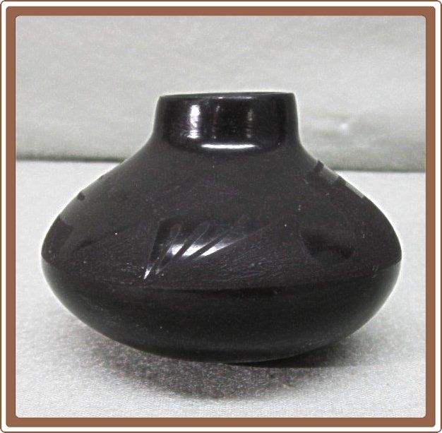 Small Black on Black Pottery Pot signed RPL Small Black on Black Pottery Pot signed RPL