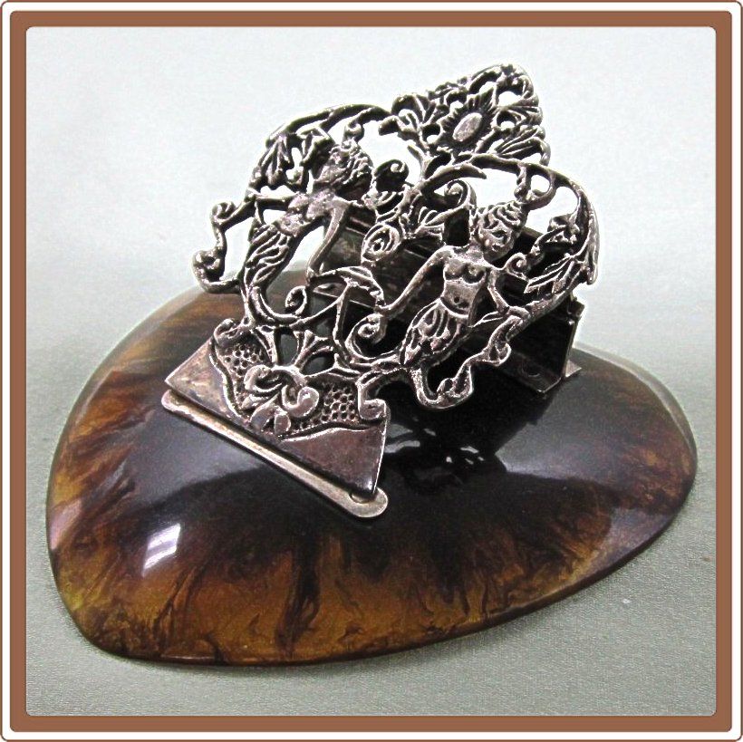 Ladies Paper Holder Silverplate and Faux Tortoise Ladies Paper Holder Silverplate and Faux Tortoise