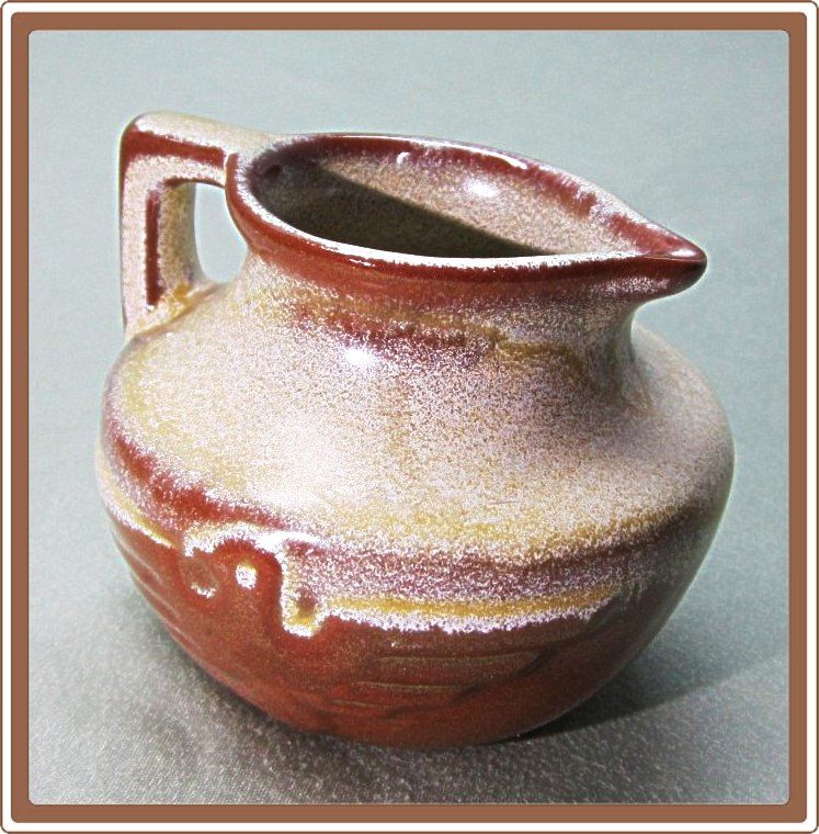 Frankoma Mini Thunderbird Jug Brown Satin Drip Glaze No 555 Frankoma Mini Thunderbird Jug Brown Satin Drip Glaze No 555