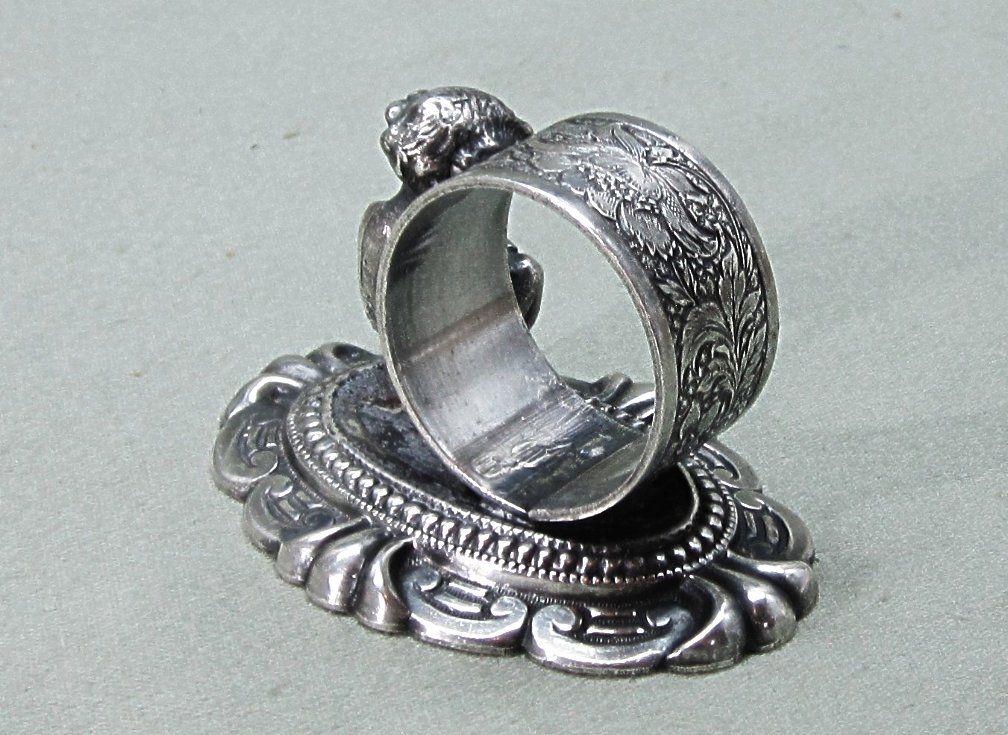 Old Silverplate Figural Napkin Ring Putti Cherub Old Silverplate Figural Napkin Ring Putti Cherub