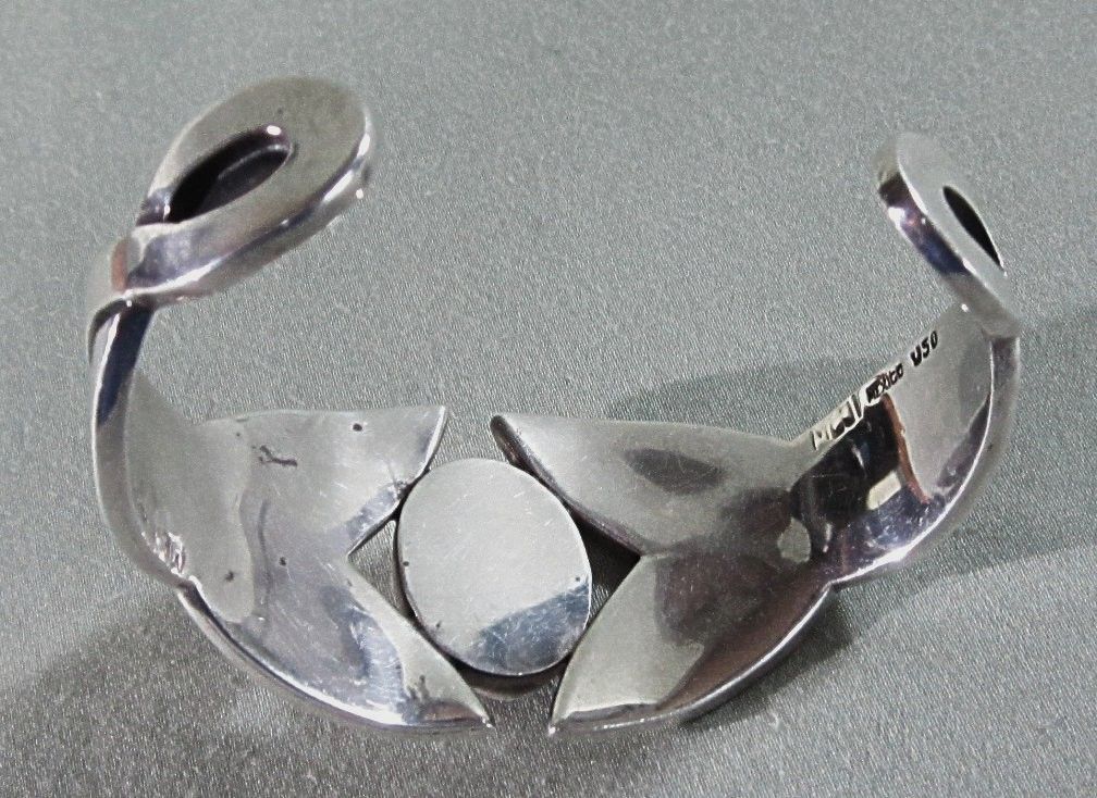 Sterling Silver Onyx Cuff Bracelet From Mexico Celtic Design Sterling Silver Onyx Cuff Bracelet From Mexico Celtic Design
