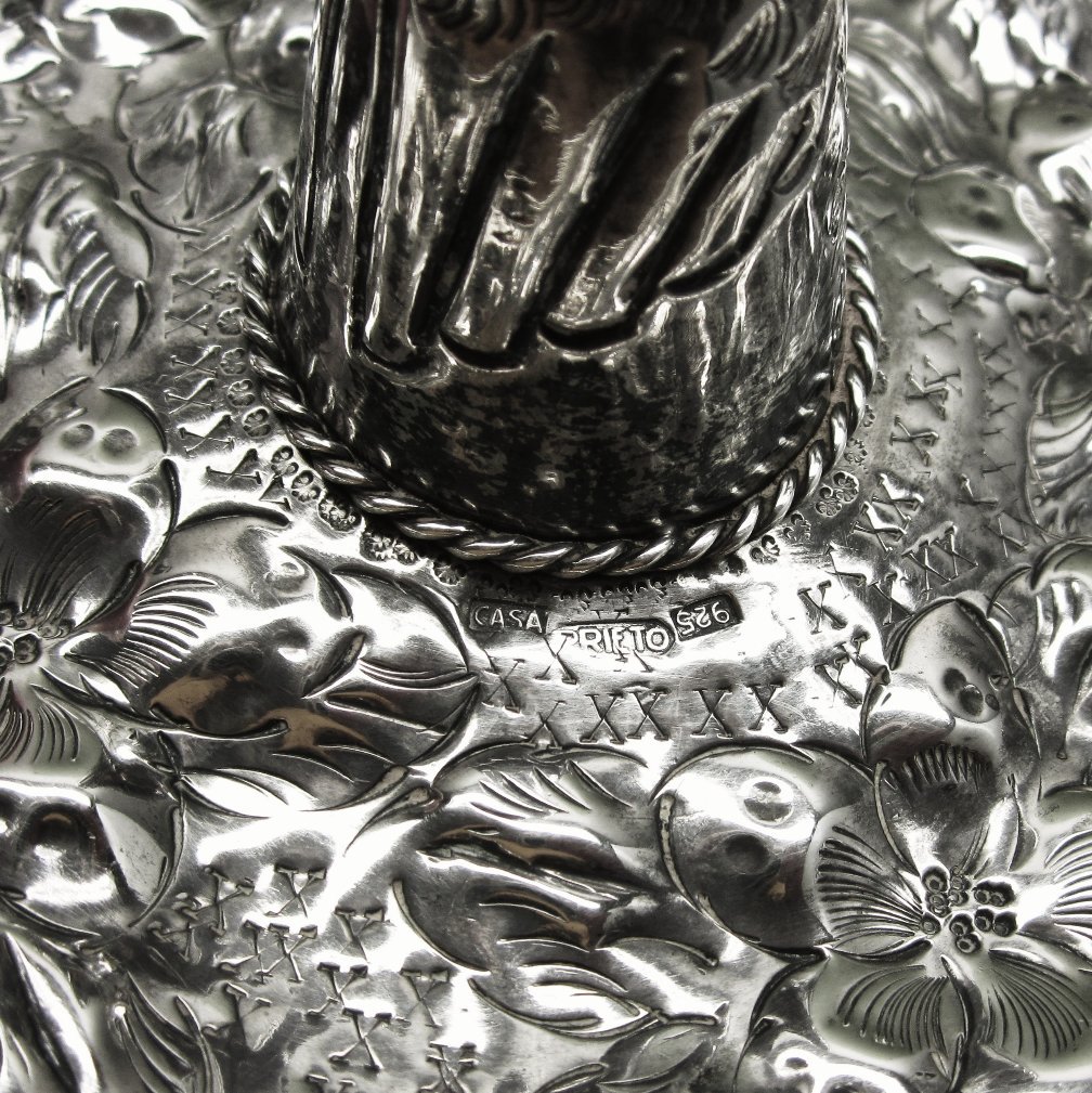 Sterling Silver Sombrero Casa Prieto Large and Ornate Sterling Silver Sombrero Casa Prieto Large and Ornate