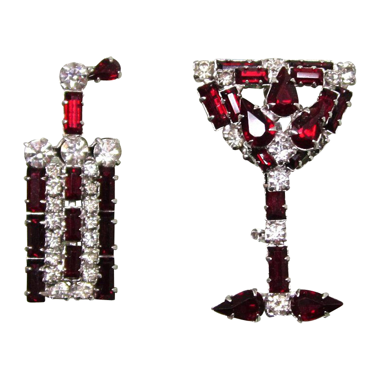 Retro Rhinestone Cocktail Pin Set Weiss Retro Rhinestone Cocktail Pin Set Weiss