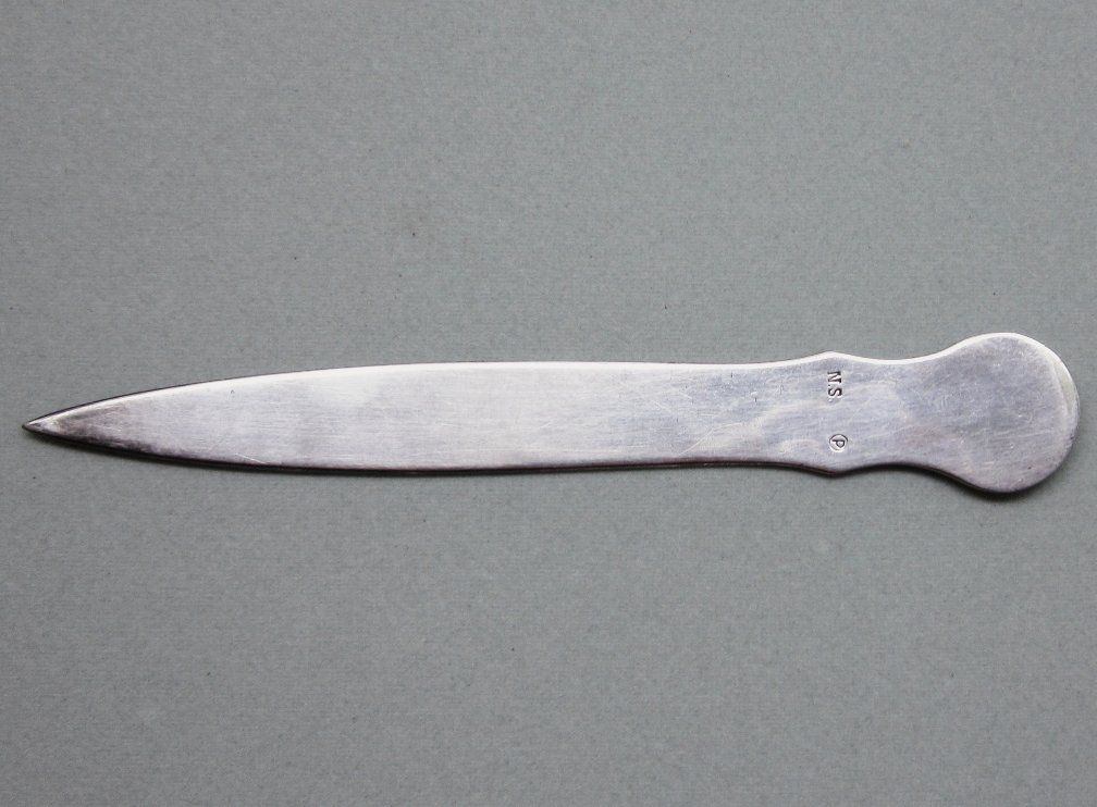 Hammered Nickel Silver Letter Opener Christian Symbols Hammered Nickel Silver Letter Opener Christian Symbols