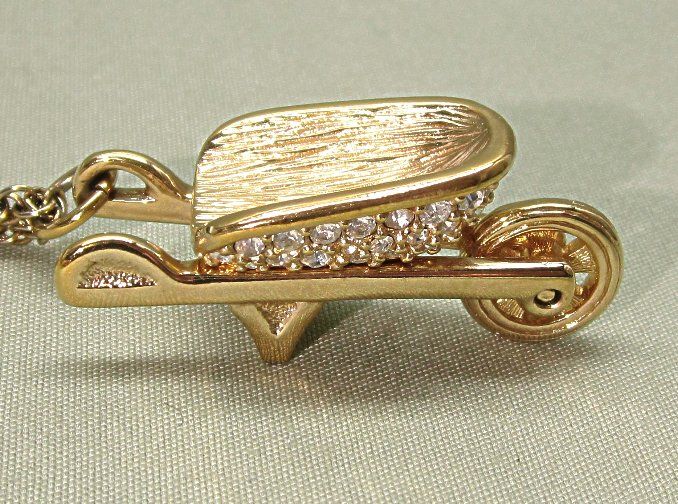 Vintage Swarovski Rhinestone Wheelbarrow Charm Pendant Vintage Swarovski Rhinestone Wheelbarrow Charm Pendant