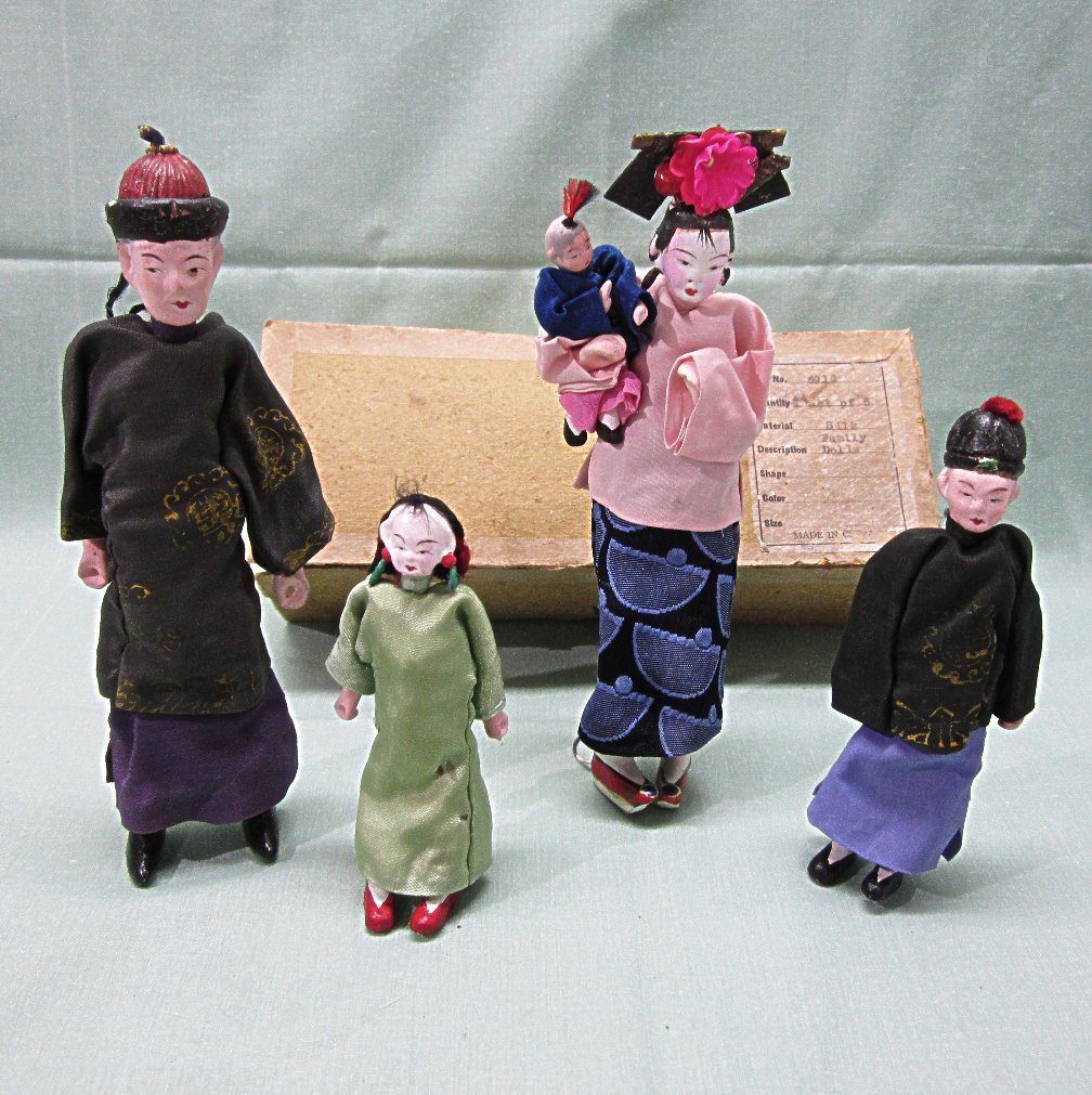 1930's Chinese Doll Family Composition Original Box 1930's Chinese Doll Family Composition Original Box