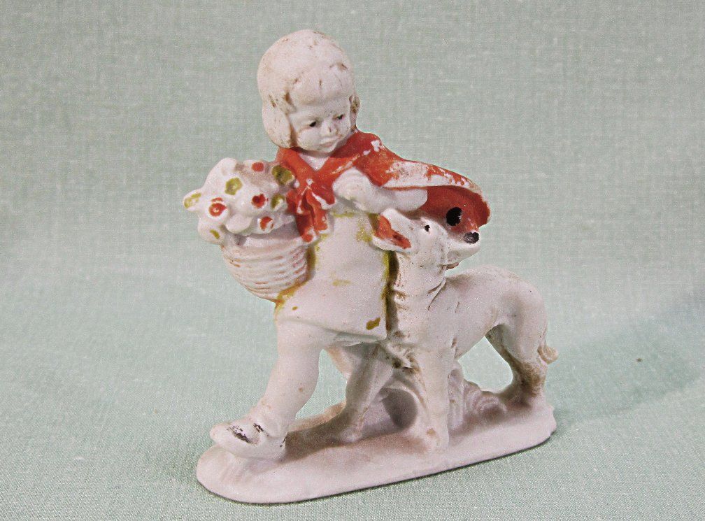 Old German Bisque Figurine Little Red Riding Hood Old German Bisque Figurine Little Red Riding Hood