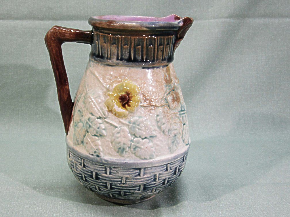 Majolica Pottery Pitcher Butterfly Lip Majolica Pottery Pitcher Butterfly Lip