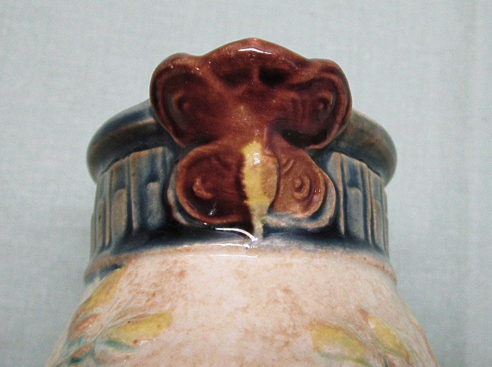 Majolica Pottery Pitcher Butterfly Lip Majolica Pottery Pitcher Butterfly Lip