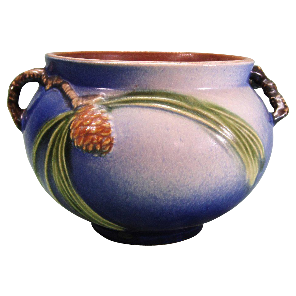 Roseville Blue Pinecone Small Jardiniere 632-4 Roseville Blue Pinecone Small Jardiniere 632-4