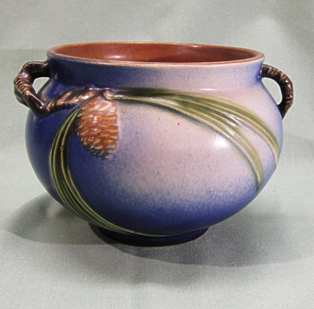 Roseville Blue Pinecone Small Jardiniere 632-4 Roseville Blue Pinecone Small Jardiniere 632-4