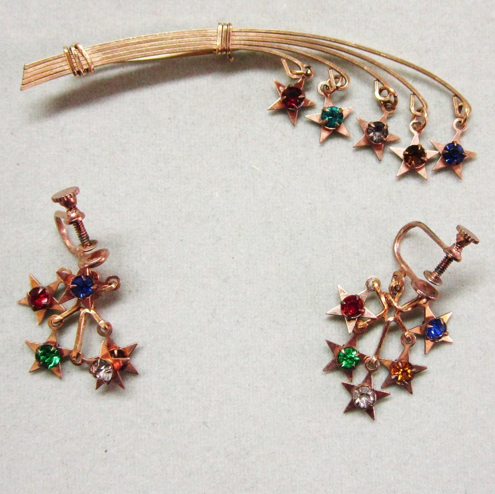 Atomic Shooting Stars Brooch Pin and Earrings Atomic Shooting Stars Brooch Pin and Earrings