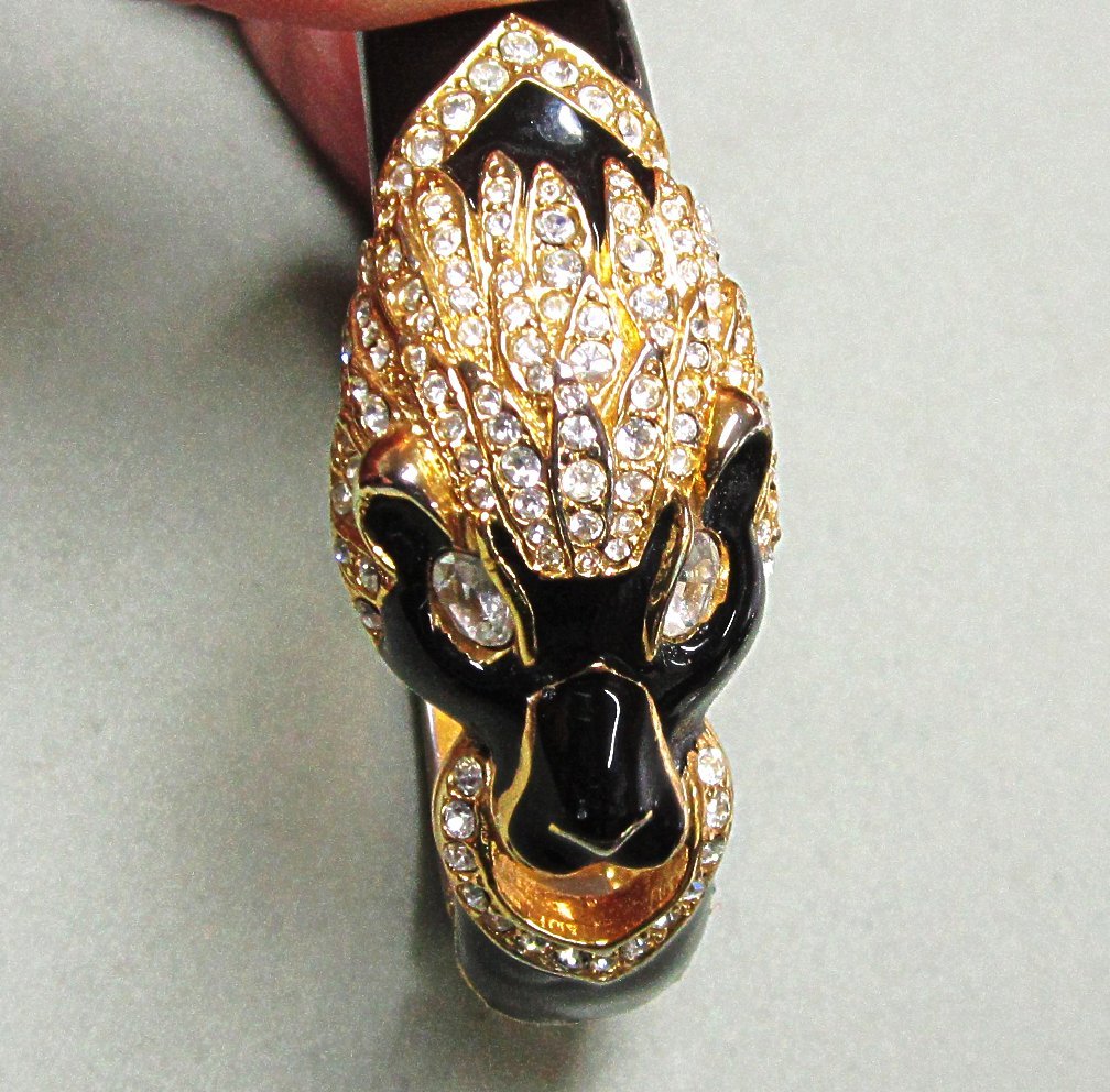Vintage Giorgio Panther Black Enamel Rhinestone Hinged Bracelet Vintage Giorgio Panther Black Enamel Rhinestone Hinged Bracelet