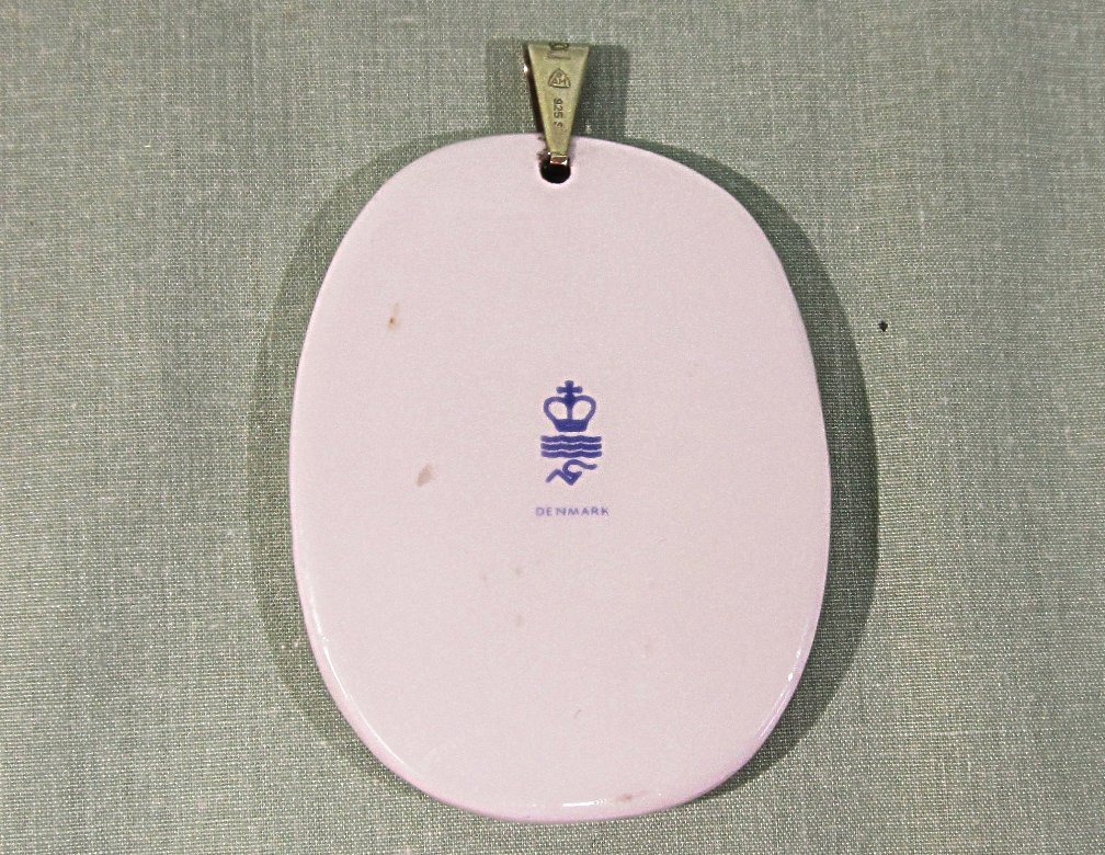 Royal Copenhagen Denmark Anton Michelsen Porcelain Sterling Pendant Royal Copenhagen Denmark Anton Michelsen Porcelain Sterling Pendant