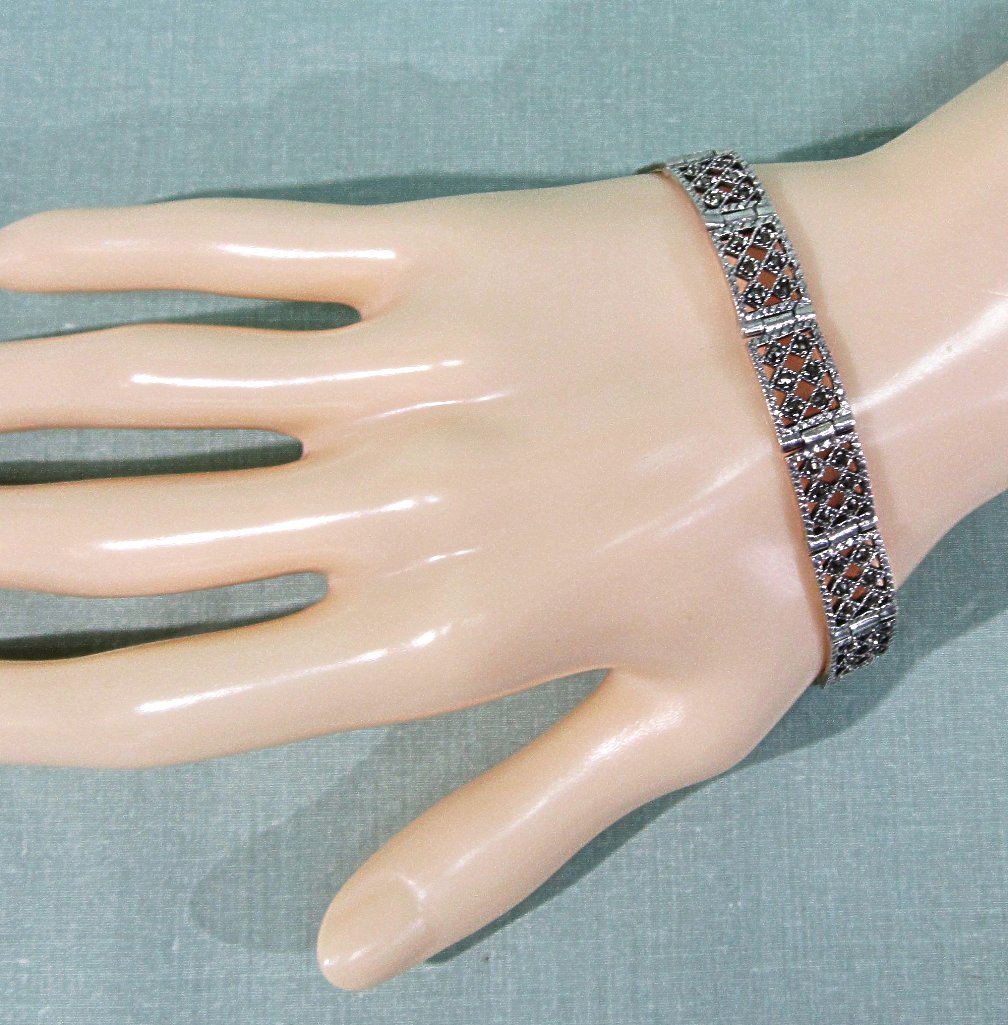 Older Sterling Silver and Marcasite Link Bracelet Older Sterling Silver and Marcasite Link Bracelet
