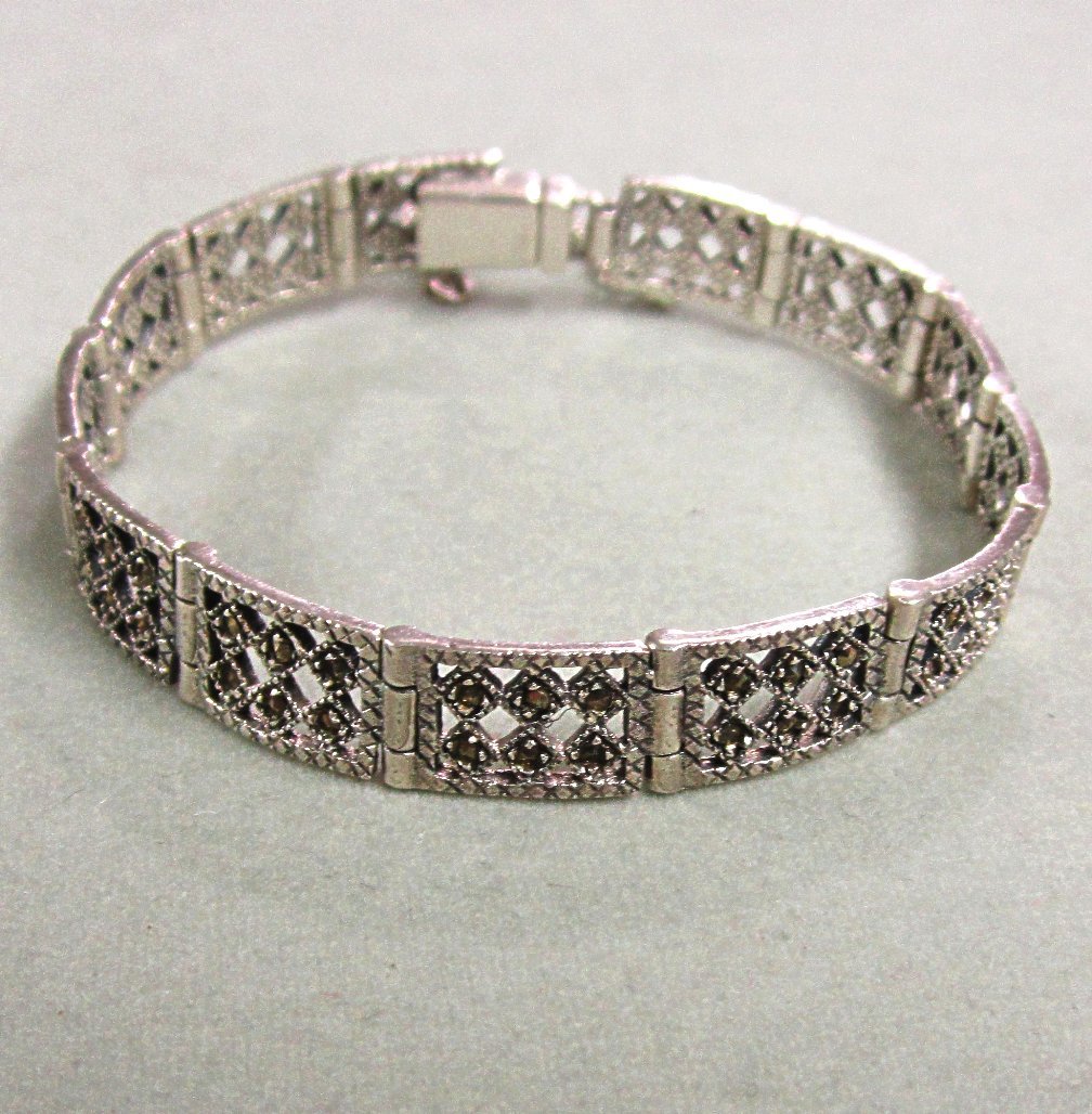 Older Sterling Silver and Marcasite Link Bracelet Older Sterling Silver and Marcasite Link Bracelet