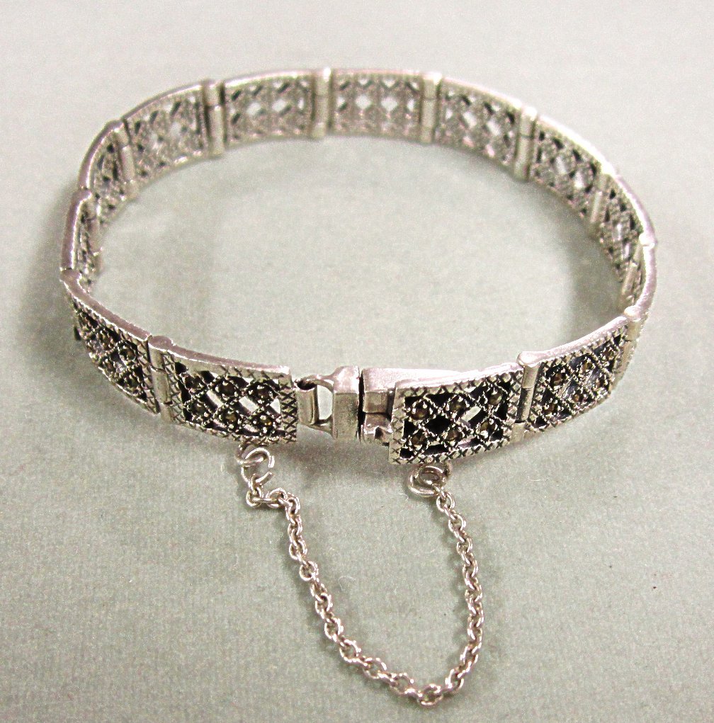 Older Sterling Silver and Marcasite Link Bracelet Older Sterling Silver and Marcasite Link Bracelet