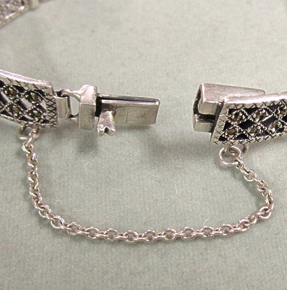 Older Sterling Silver and Marcasite Link Bracelet Older Sterling Silver and Marcasite Link Bracelet