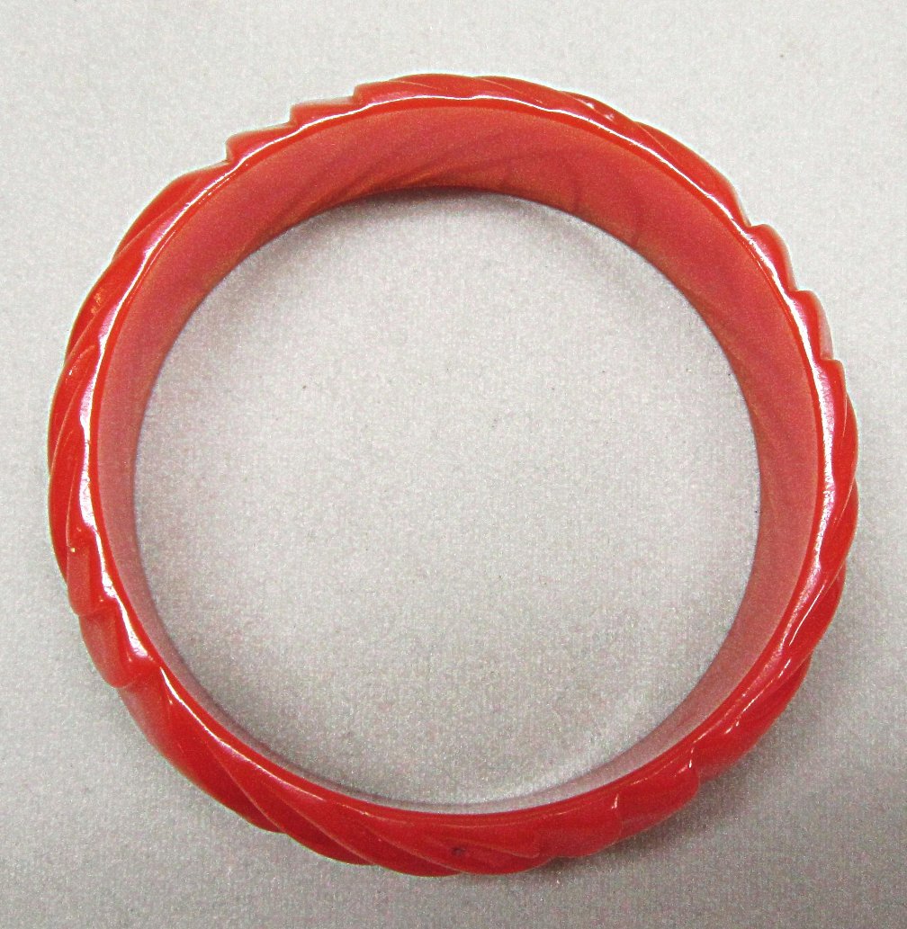 Carved Bakelite Bracelet Wide Peach Apricot Cantaloupe Juice Carved Bakelite Bracelet Wide Peach Apricot Cantaloupe Juice