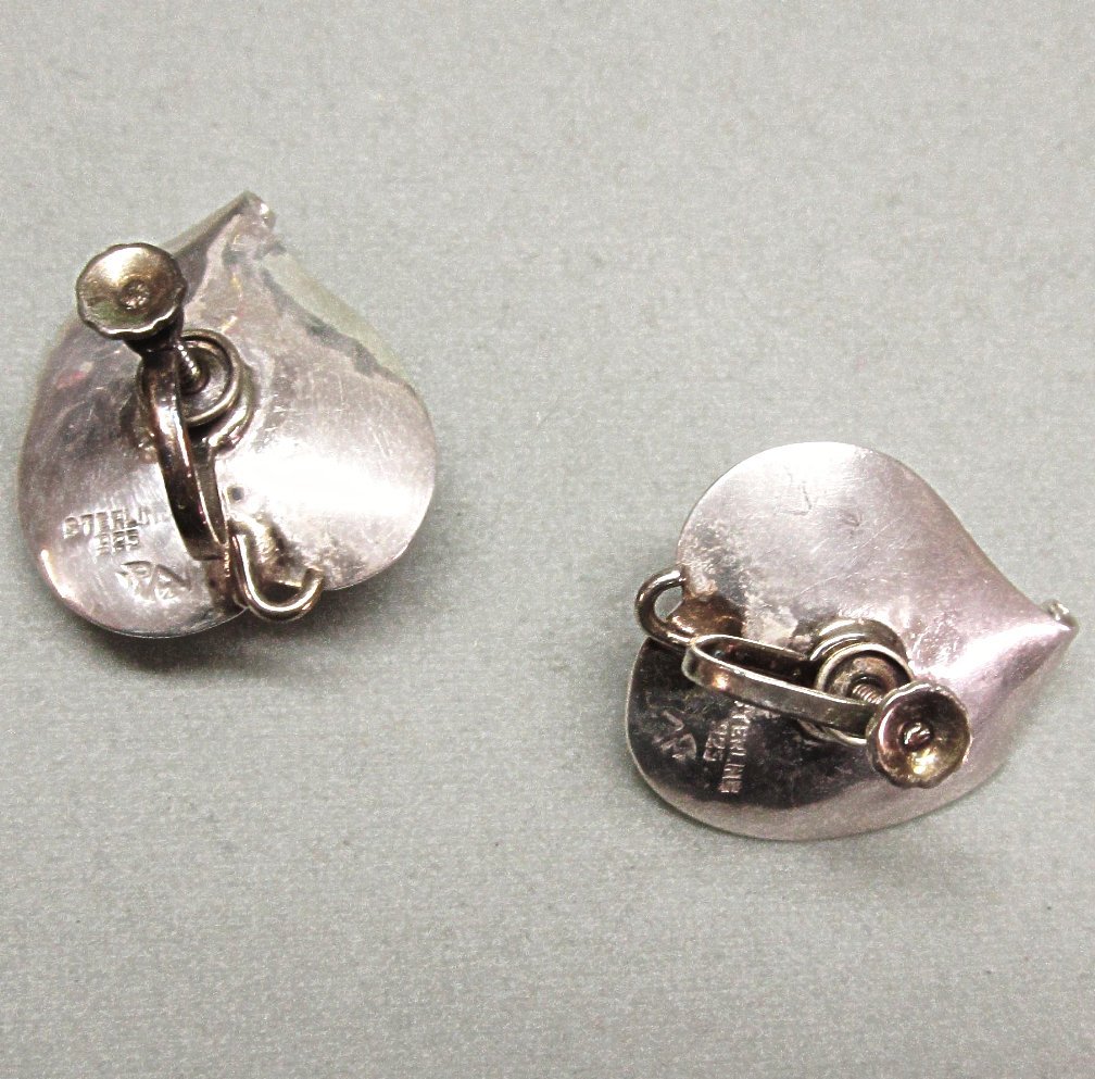 Sterling Silver and Red Stone Earrings Signed RM Sterling Silver and Red Stone Earrings Signed RM