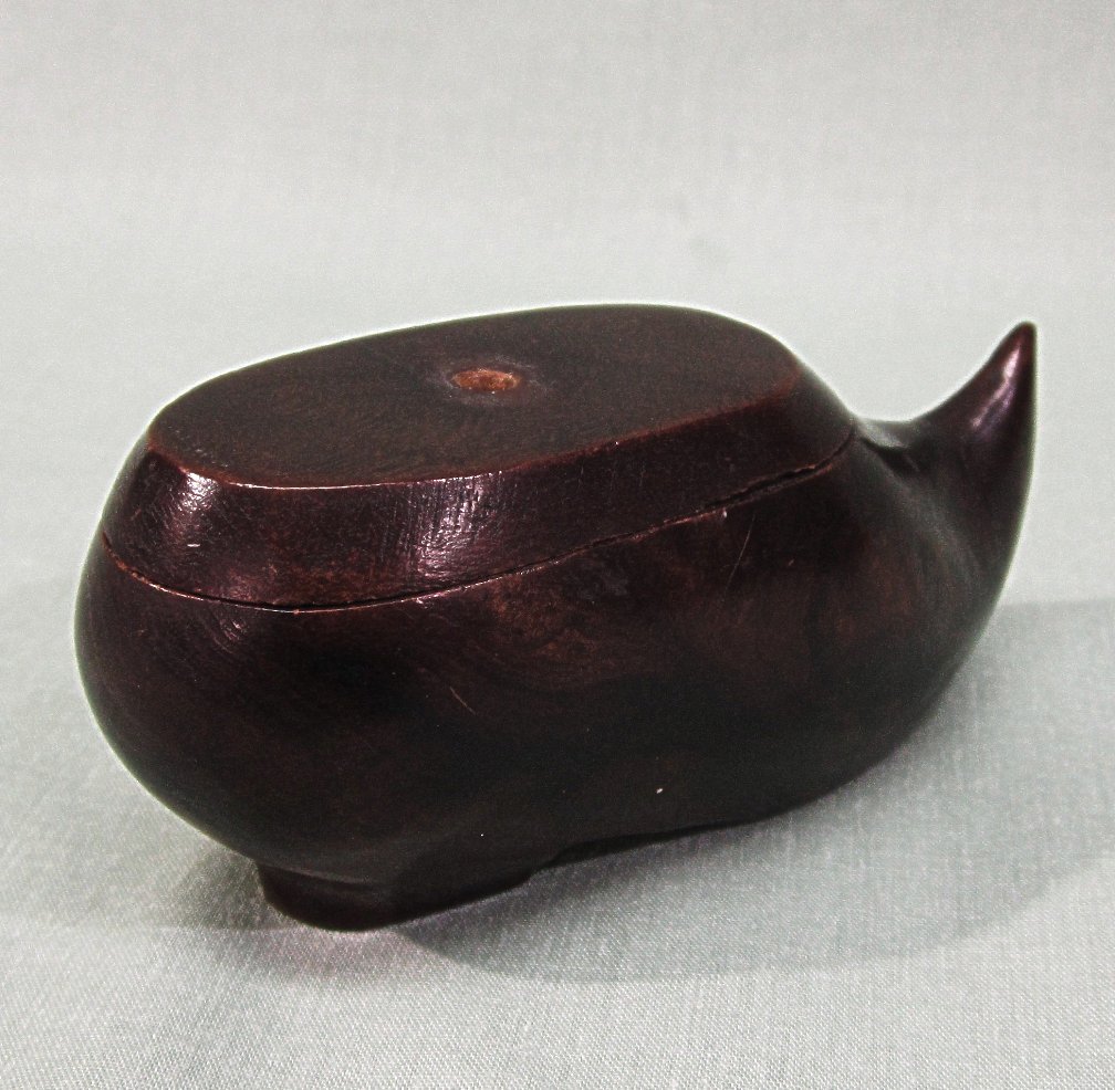 Antique Wood Elf Shoe Snuff Box Treenware Antique Wood Elf Shoe Snuff Box Treenware